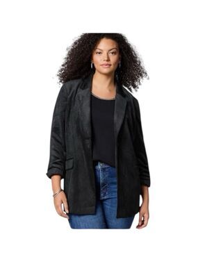 J. Jill Black Corduroy Blazer Jacket Plus Size 2X Lightweight NWT